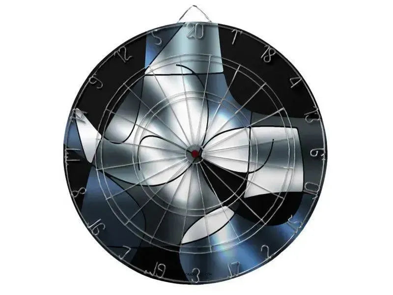 Dartboards-ABSTRACT CURVES #1 Dartboards (includes 6 Darts)-Black & Grays & White-from COLORADDICTED.COM-