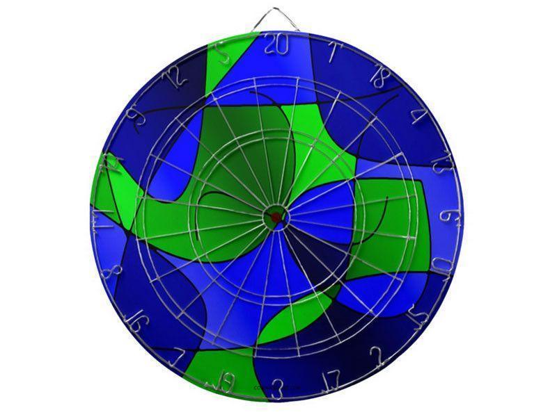 Dartboards-ABSTRACT CURVES #1 Dartboards (includes 6 Darts)-Blues &amp; Greens-from COLORADDICTED.COM-