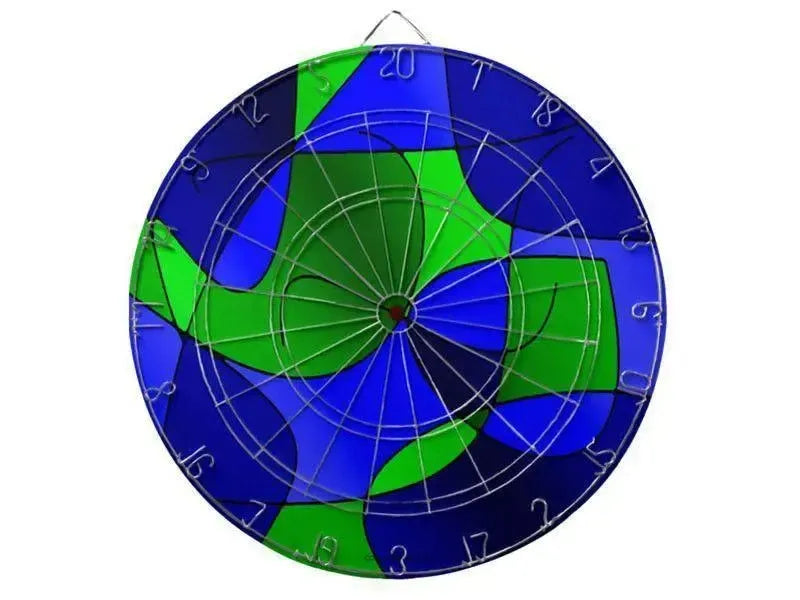 Dartboards-ABSTRACT CURVES #1 Dartboards (includes 6 Darts)-Blues & Greens-from COLORADDICTED.COM-