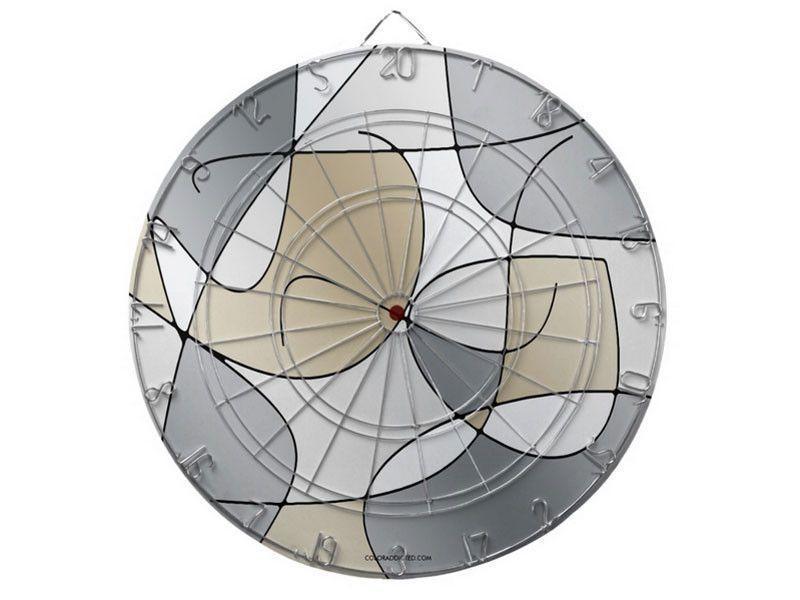 Dartboards-ABSTRACT CURVES #1 Dartboards (includes 6 Darts)-Grays &amp; Beiges-from COLORADDICTED.COM-