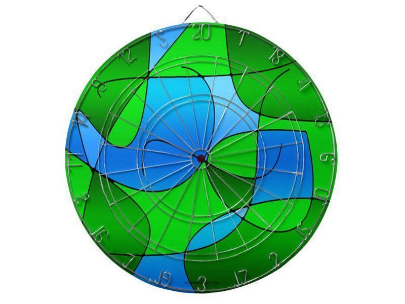 Dartboards-ABSTRACT CURVES #1 Dartboards (includes 6 Darts)-Greens &amp; Light Blues-from COLORADDICTED.COM-