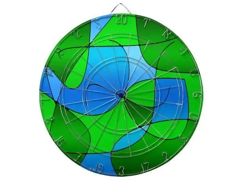 Dartboards-ABSTRACT CURVES #1 Dartboards (includes 6 Darts)-Greens & Light Blues-from COLORADDICTED.COM-