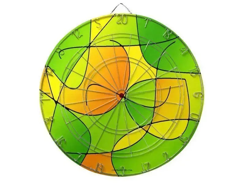 Dartboards-ABSTRACT CURVES #1 Dartboards (includes 6 Darts)-Greens & Oranges & Yellows-from COLORADDICTED.COM-