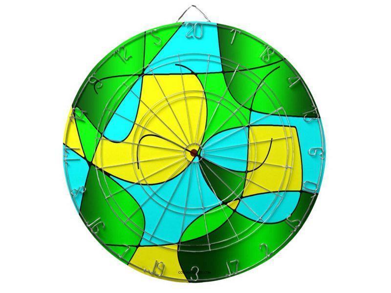 Dartboards-ABSTRACT CURVES #1 Dartboards (includes 6 Darts)-Greens &amp; Yellows &amp; Light Blues-from COLORADDICTED.COM-