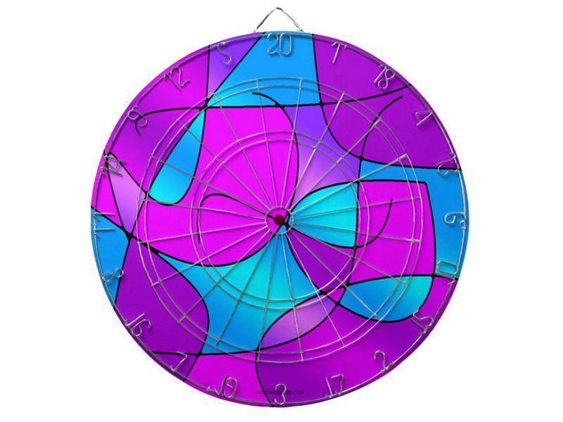 Dartboards-ABSTRACT CURVES #1 Dartboards (includes 6 Darts)-Purples &amp; Fuchsias &amp; Magentas &amp; Turquoises-from COLORADDICTED.COM-