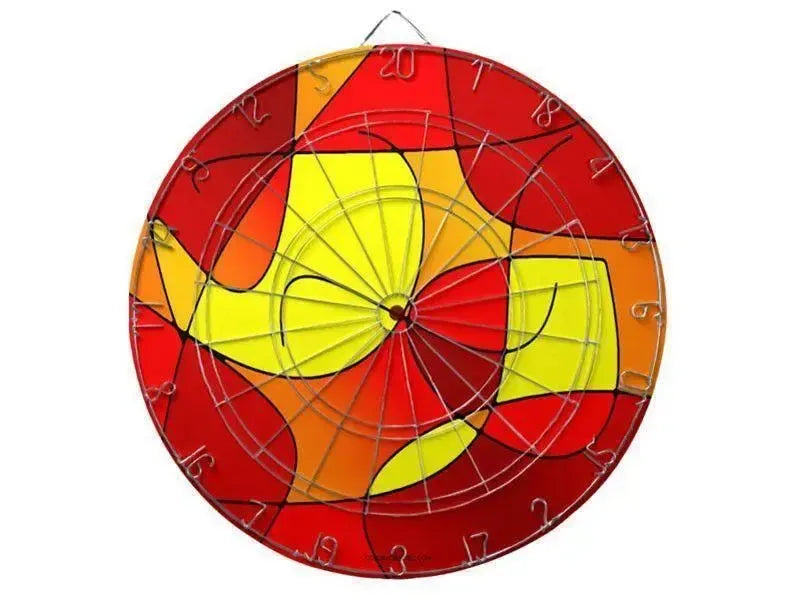 Dartboards-ABSTRACT CURVES #1 Dartboards (includes 6 Darts)-Reds & Oranges & Yellows-from COLORADDICTED.COM-