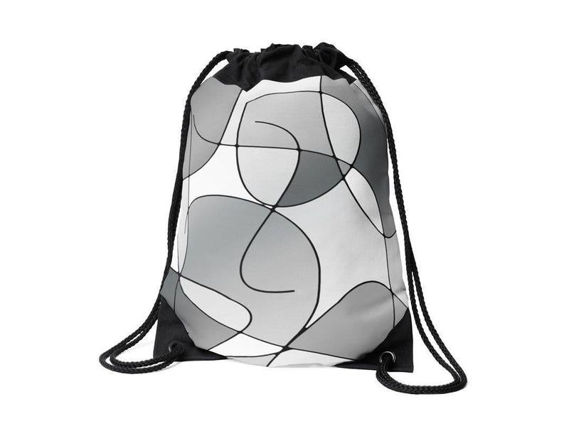Drawstring Bags-ABSTRACT CURVES #1 Drawstring Bags-Grays &amp; White-from COLORADDICTED.COM-