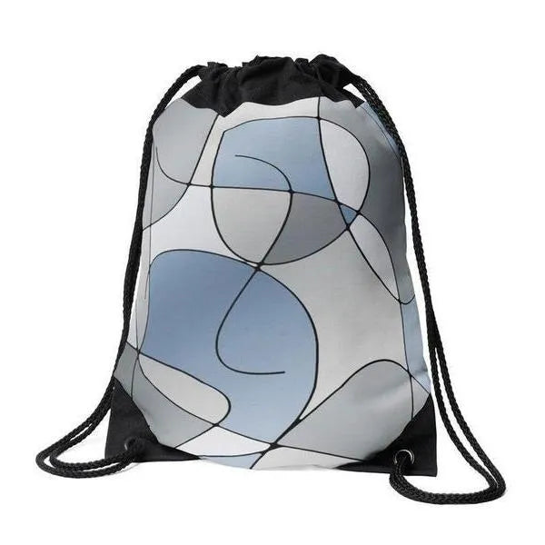 Drawstring Bags-ABSTRACT CURVES #1 Drawstring Bags-Grays-from COLORADDICTED.COM-