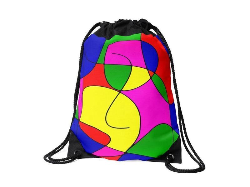 Drawstring Bags-ABSTRACT CURVES #1 Drawstring Bags-Multicolor Bright-from COLORADDICTED.COM-