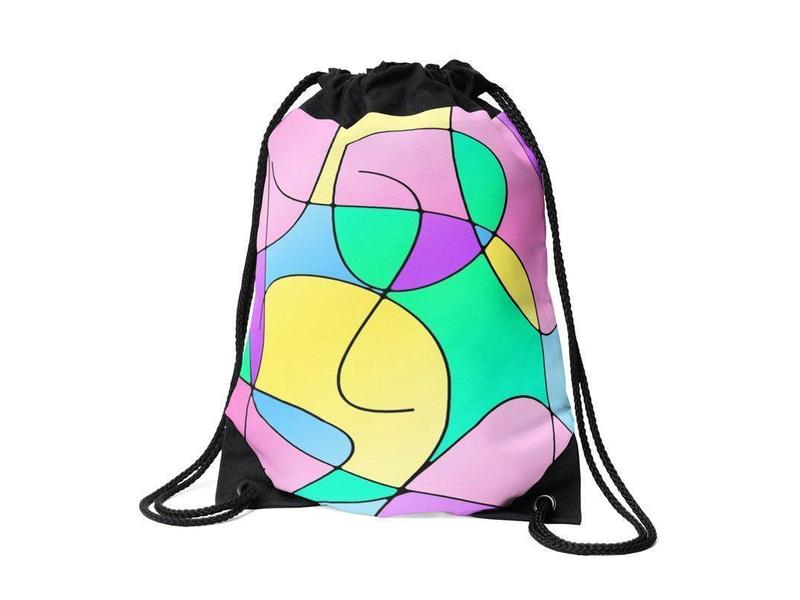 Drawstring Bags-ABSTRACT CURVES #1 Drawstring Bags-Multicolor Light-from COLORADDICTED.COM-