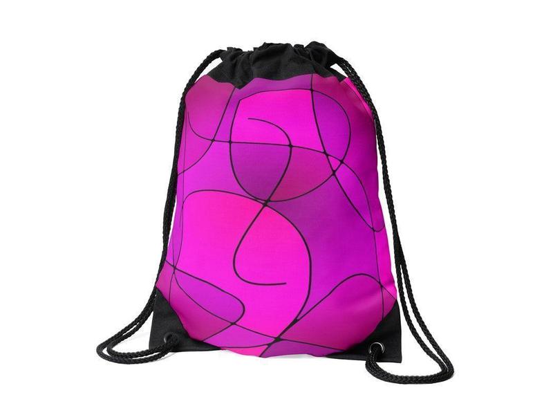 Drawstring Bags-ABSTRACT CURVES #1 Drawstring Bags-Purples &amp; Fuchsias &amp; Magentas-from COLORADDICTED.COM-