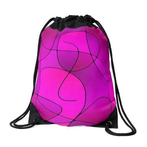 Drawstring Bags-ABSTRACT CURVES #1 Drawstring Bags-Purples & Fuchsias & Magentas-from COLORADDICTED.COM-