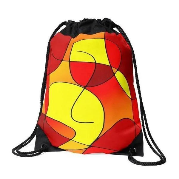 Drawstring Bags-ABSTRACT CURVES #1 Drawstring Bags-Reds & Oranges & Yellows-from COLORADDICTED.COM-