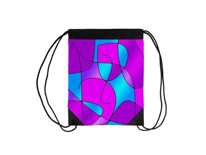Drawstring Bags-ABSTRACT CURVES #1 Drawstring Bags-Purples & Fuchsias & Magentas & Turquoises-from COLORADDICTED.COM-