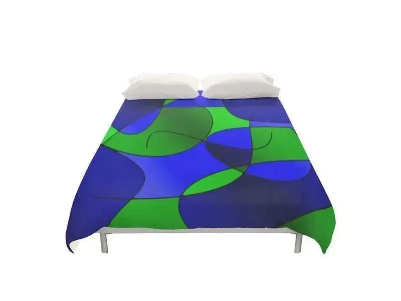 Duvet Covers-ABSTRACT CURVES #1 Duvet Covers-Blues & Greens-from COLORADDICTED.COM-