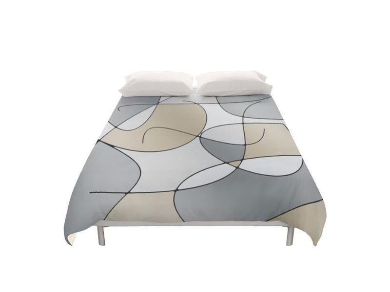 Duvet Covers-ABSTRACT CURVES #1 Duvet Covers-Grays &amp; Beiges-from COLORADDICTED.COM-