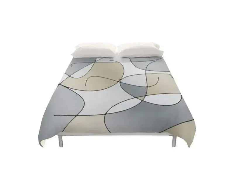 Duvet Covers-ABSTRACT CURVES #1 Duvet Covers-Grays & Beiges-from COLORADDICTED.COM-