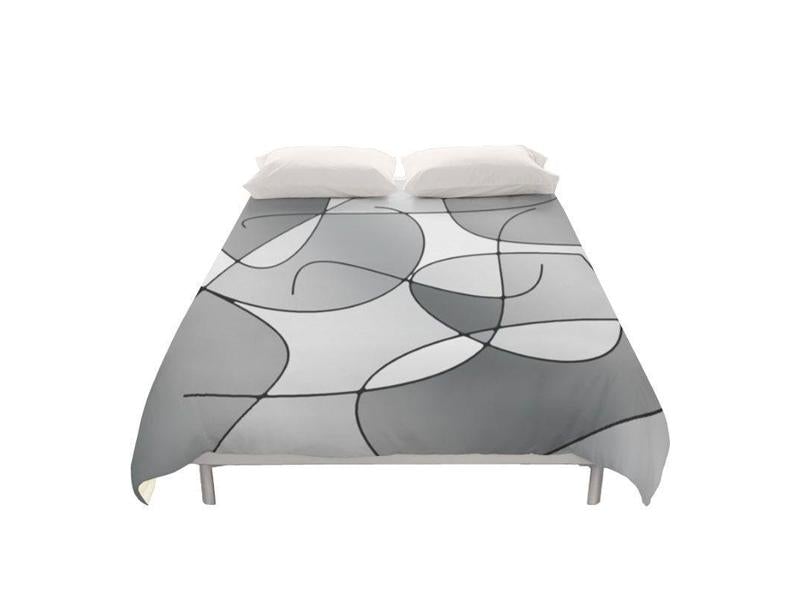 Duvet Covers-ABSTRACT CURVES #1 Duvet Covers-Grays &amp; White-from COLORADDICTED.COM-