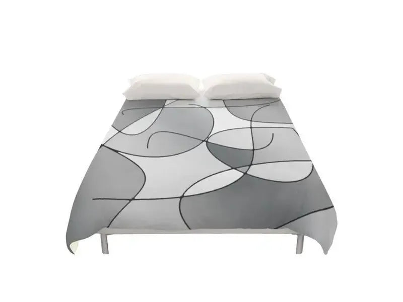 Duvet Covers-ABSTRACT CURVES #1 Duvet Covers-Grays & White-from COLORADDICTED.COM-