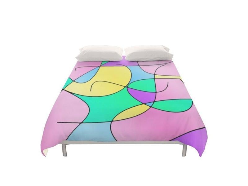 Duvet Covers-ABSTRACT CURVES #1 Duvet Covers-Multicolor Light-from COLORADDICTED.COM-