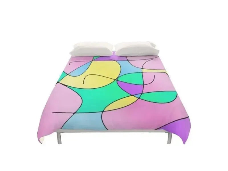Duvet Covers-ABSTRACT CURVES #1 Duvet Covers-Multicolor Light-from COLORADDICTED.COM-