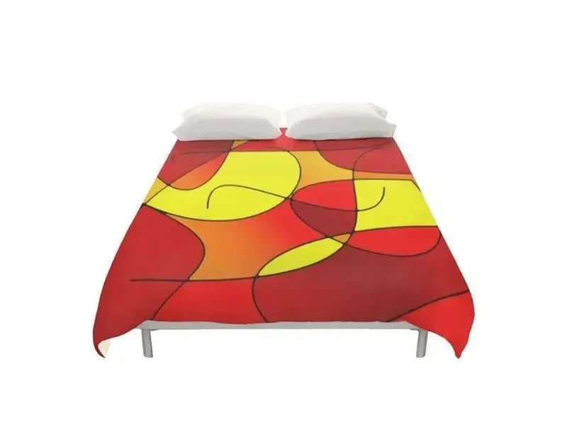 Duvet Covers-ABSTRACT CURVES #1 Duvet Covers-Reds & Oranges & Yellows-from COLORADDICTED.COM-