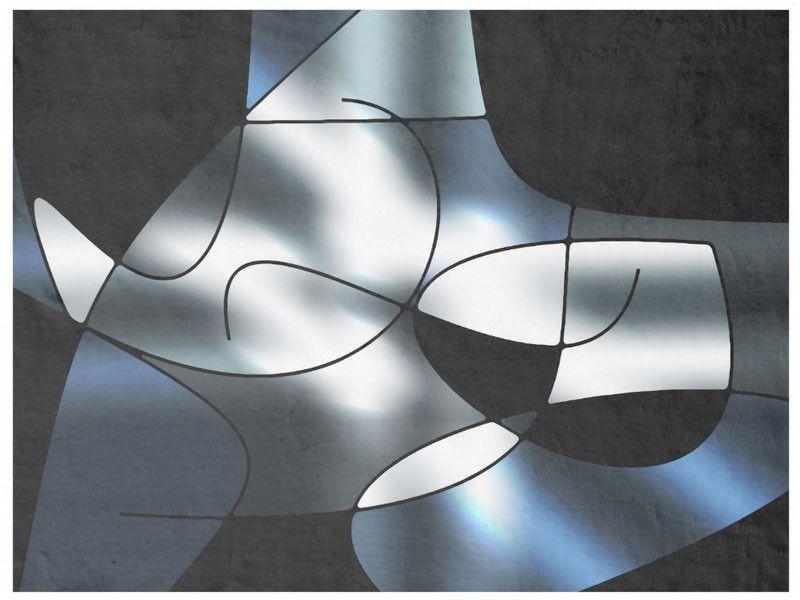 Fleece Blankets-ABSTRACT CURVES #1 Fleece Blankets-Black, Grays &amp; White-from COLORADDICTED.COM-