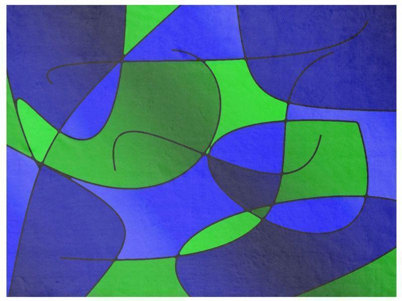Fleece Blankets-ABSTRACT CURVES #1 Fleece Blankets-Blues &amp; Greens-from COLORADDICTED.COM-