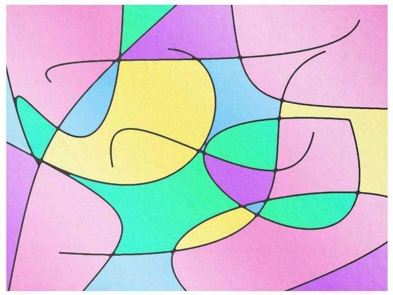 Fleece Blankets-ABSTRACT CURVES #1 Fleece Blankets-Multicolor Light-from COLORADDICTED.COM-