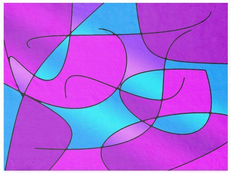 Fleece Blankets-ABSTRACT CURVES #1 Fleece Blankets-Purples, Fuchsias, Magentas &amp; Turquoises-from COLORADDICTED.COM-
