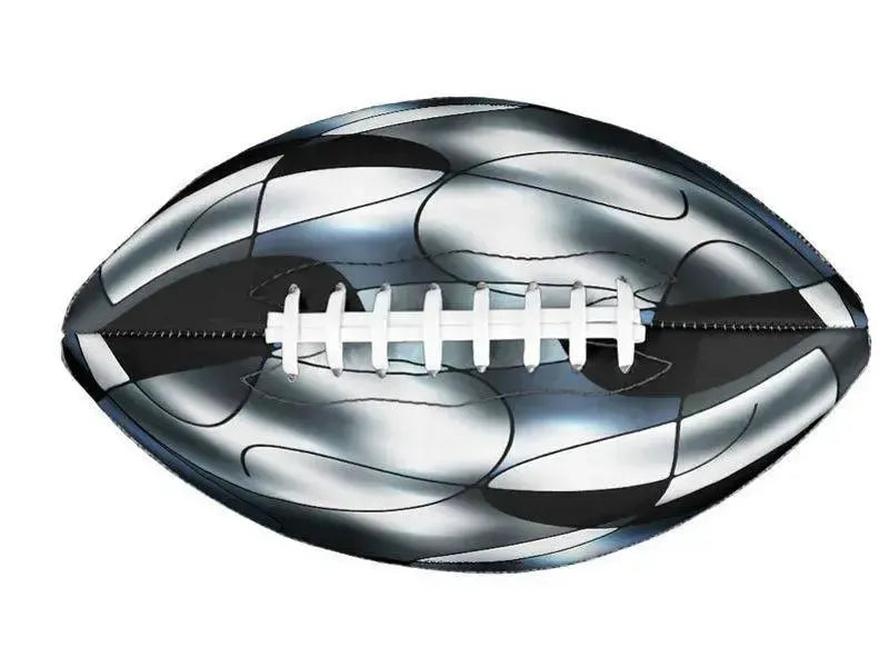 Footballs-ABSTRACT CURVES #1 Footballs & Mini Footballs-Black & Grays & White-from COLORADDICTED.COM-