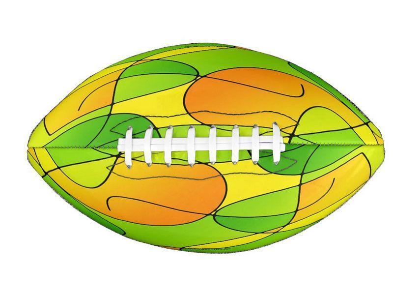 Footballs-ABSTRACT CURVES #1 Footballs &amp; Mini Footballs-Greens &amp; Oranges &amp; Yellows-from COLORADDICTED.COM-