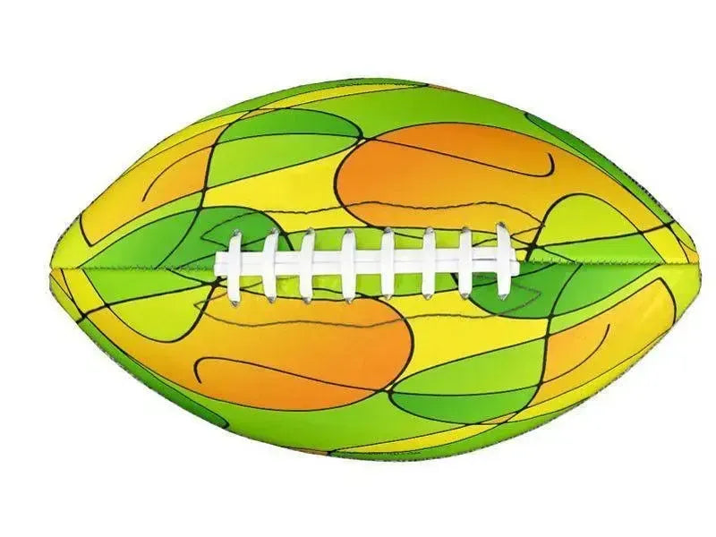 Footballs-ABSTRACT CURVES #1 Footballs & Mini Footballs-Greens & Oranges & Yellows-from COLORADDICTED.COM-