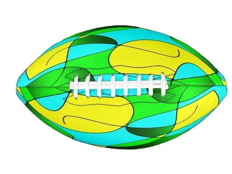 Footballs-ABSTRACT CURVES #1 Footballs & Mini Footballs-Greens & Yellows & Light Blues-from COLORADDICTED.COM-
