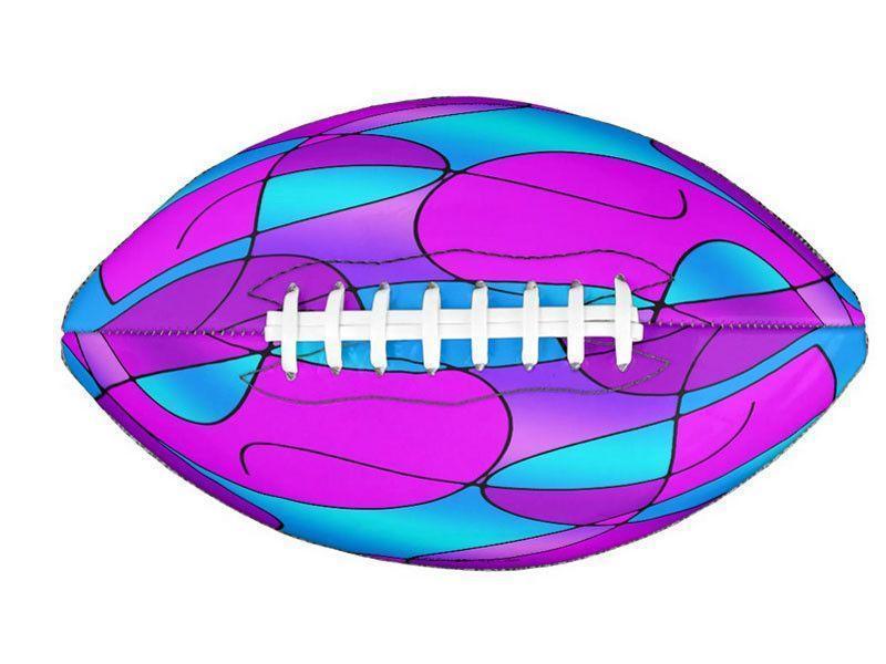 Footballs-ABSTRACT CURVES #1 Footballs & Mini Footballs-Purples & Fuchsias & Magentas & Turquoises-from COLORADDICTED.COM-