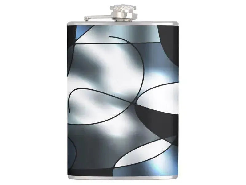 Hip Flasks-ABSTRACT CURVES #1 Hip Flasks-Black & Grays & White-from COLORADDICTED.COM-