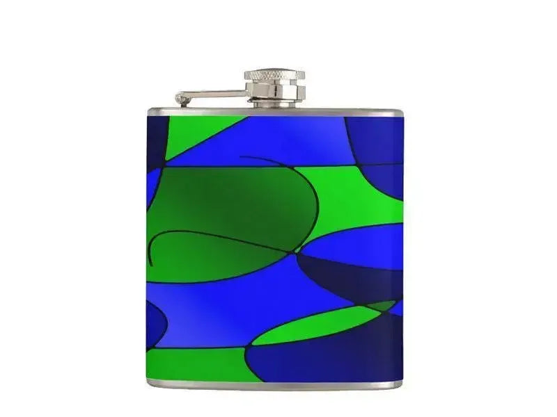 Hip Flasks-ABSTRACT CURVES #1 Hip Flasks-Blues & Greens-from COLORADDICTED.COM-