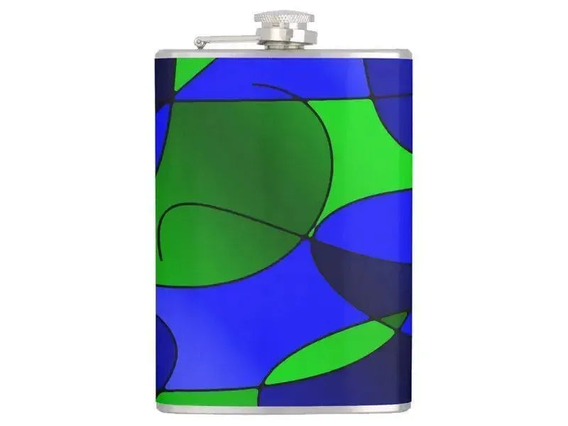 Hip Flasks-ABSTRACT CURVES #1 Hip Flasks-Blues & Greens-from COLORADDICTED.COM-