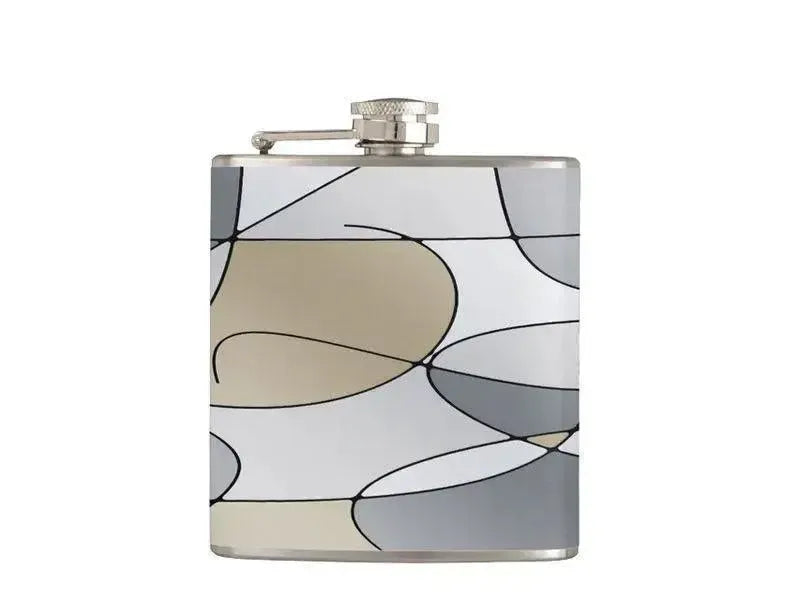 Hip Flasks-ABSTRACT CURVES #1 Hip Flasks-Grays & Beiges-from COLORADDICTED.COM-