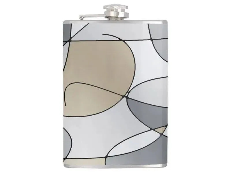Hip Flasks-ABSTRACT CURVES #1 Hip Flasks-Grays & Beiges-from COLORADDICTED.COM-