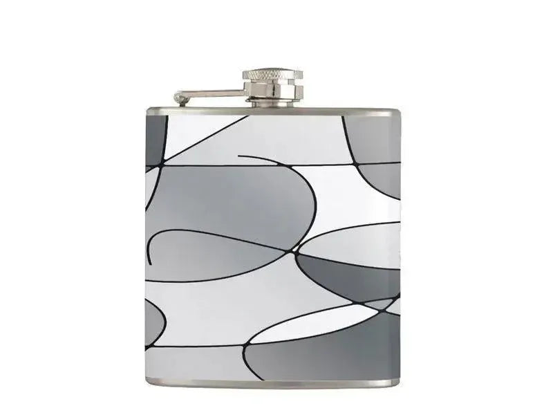 Hip Flasks-ABSTRACT CURVES #1 Hip Flasks-Grays & White-from COLORADDICTED.COM-
