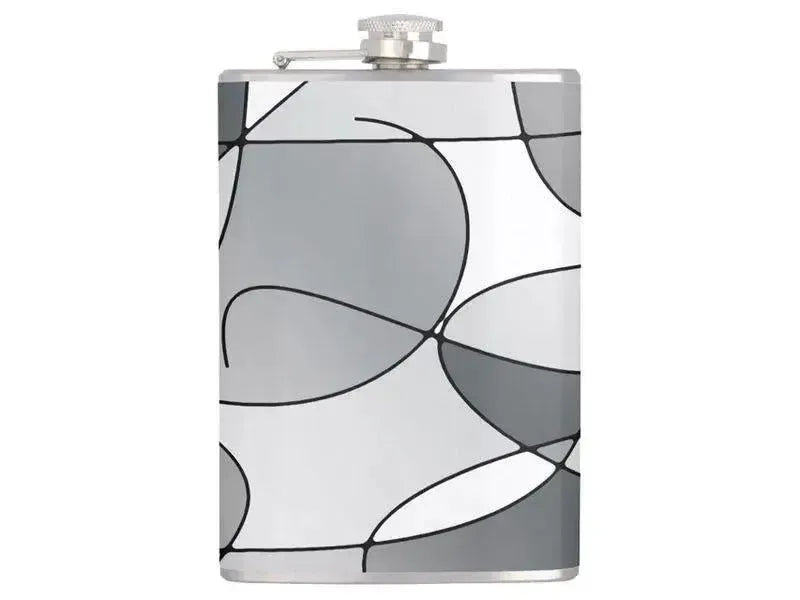 Hip Flasks-ABSTRACT CURVES #1 Hip Flasks-Grays & White-from COLORADDICTED.COM-