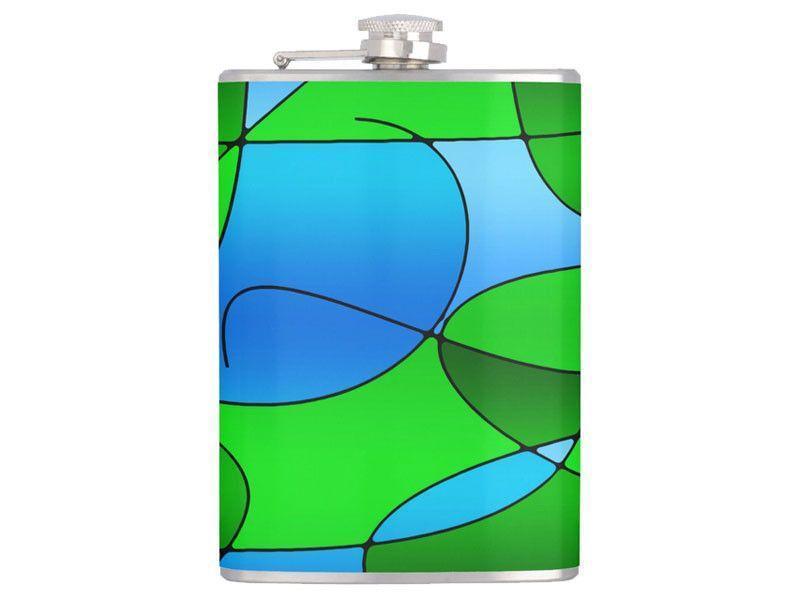 Hip Flasks-ABSTRACT CURVES #1 Hip Flasks-Greens &amp; Light Blues-from COLORADDICTED.COM-
