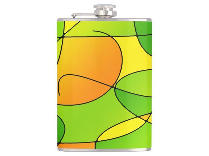 Hip Flasks-ABSTRACT CURVES #1 Hip Flasks-Greens &amp; Oranges &amp; Yellows-from COLORADDICTED.COM-