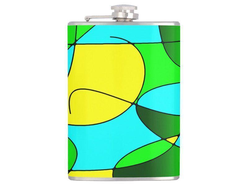 Hip Flasks-ABSTRACT CURVES #1 Hip Flasks-Greens &amp; Yellows &amp; Light Blues-from COLORADDICTED.COM-