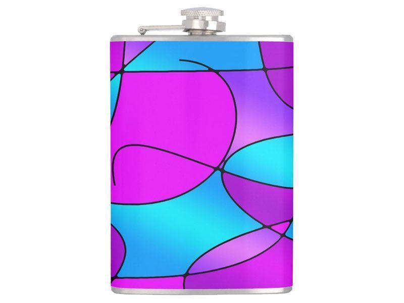 Hip Flasks-ABSTRACT CURVES #1 Hip Flasks-Purples &amp; Fuchsias &amp; Magentas &amp; Turquoises-from COLORADDICTED.COM-