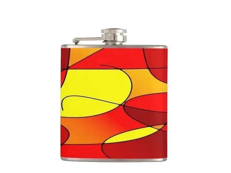 Hip Flasks-ABSTRACT CURVES #1 Hip Flasks-Reds & Oranges & Yellows-from COLORADDICTED.COM-