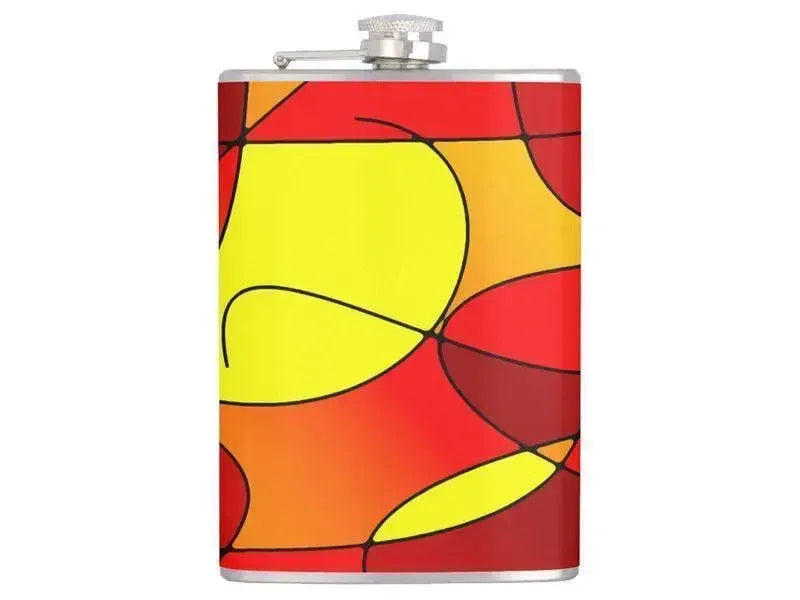 Hip Flasks-ABSTRACT CURVES #1 Hip Flasks-Reds & Oranges & Yellows-from COLORADDICTED.COM-