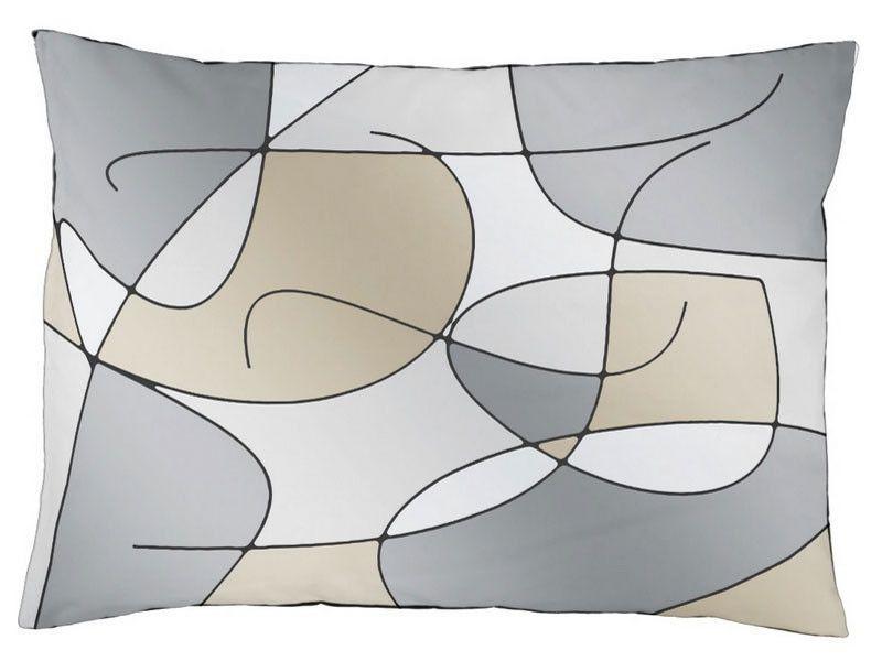 Dog Beds-ABSTRACT CURVES #1 Indoor/Outdoor Dog Beds-Grays &amp; Beiges-from COLORADDICTED.COM-