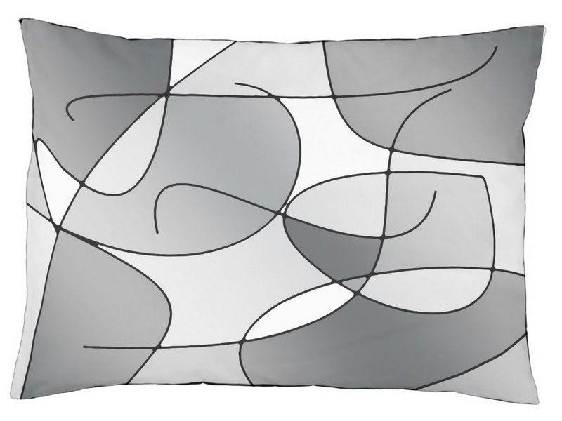 Dog Beds-ABSTRACT CURVES #1 Indoor/Outdoor Dog Beds-Grays &amp; White-from COLORADDICTED.COM-